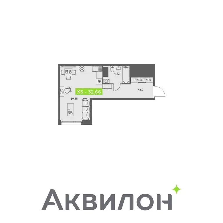 Квартира-студия: Архангельск, Троицкий проспект, 110 (32.66 м) - Фото 0