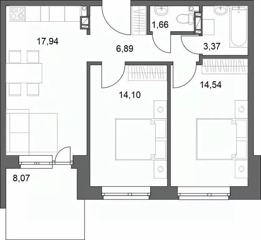 2-к кв. Ленинградская область, Тосненский район, Федоровское городское ... - Фото 1