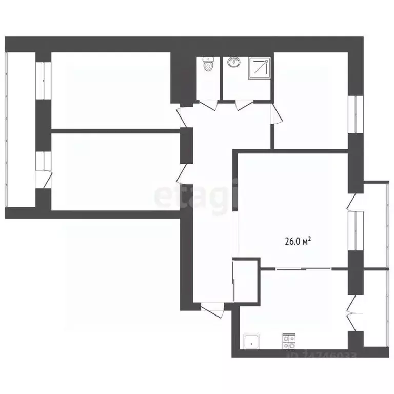 4-к кв. Крым, Евпатория просп. Победы, 62 (75.0 м) - Фото 2