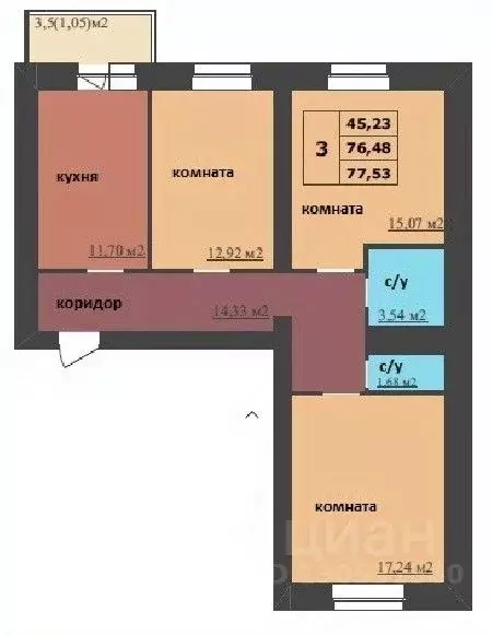 3-к кв. Ярославская область, Ярославль Ленинградский просп., 98/2 ... - Фото 1