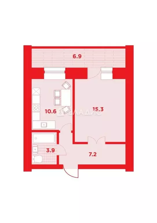 1-комнатная квартира: Благовещенск, Заводская улица, 2/4 (42.3 м) - Фото 0
