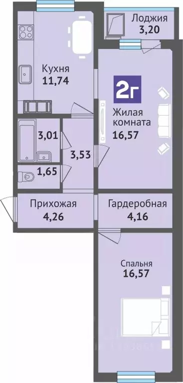 2-к кв. Чувашия, Чебоксары ул. Богдана Хмельницкого, 129 (64.67 м) - Фото 1