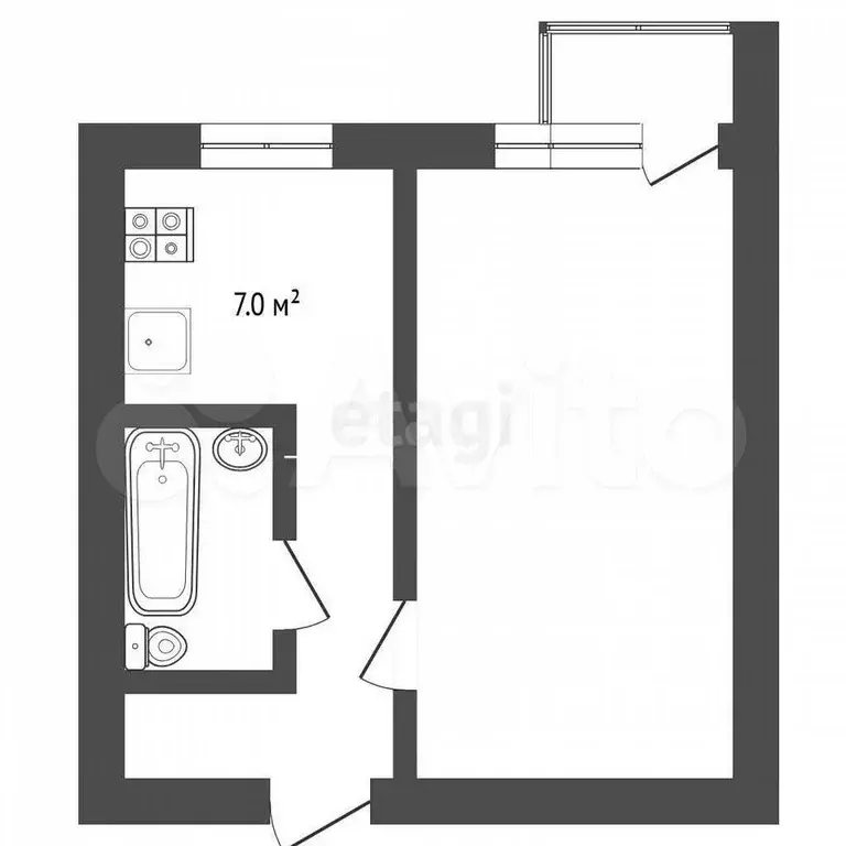 1-к. квартира, 31,9 м, 6/9 эт. - Фото 0