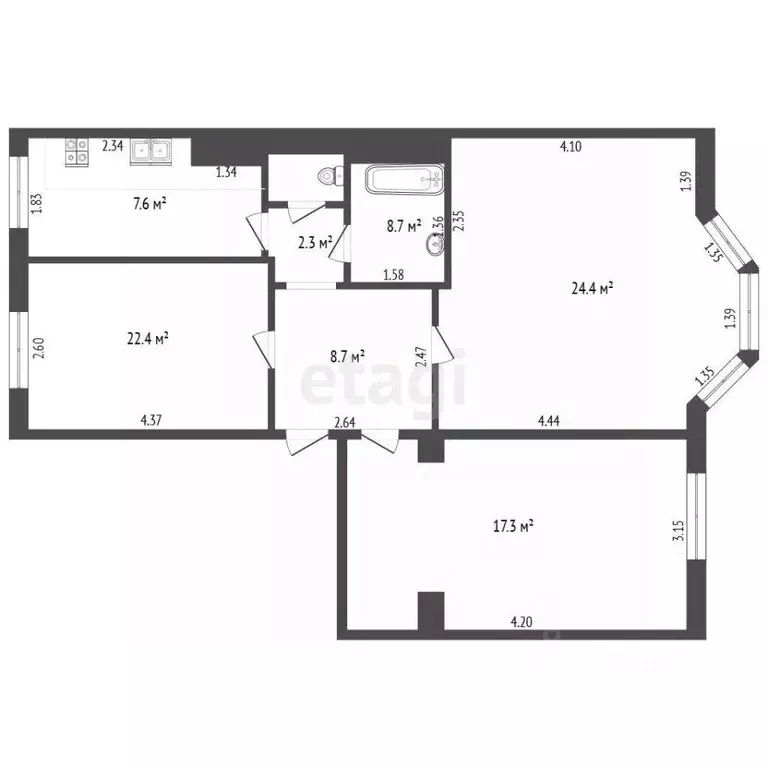 3-к кв. Тверская область, Кимры Станционная ул., 1 (76.6 м) - Фото 2