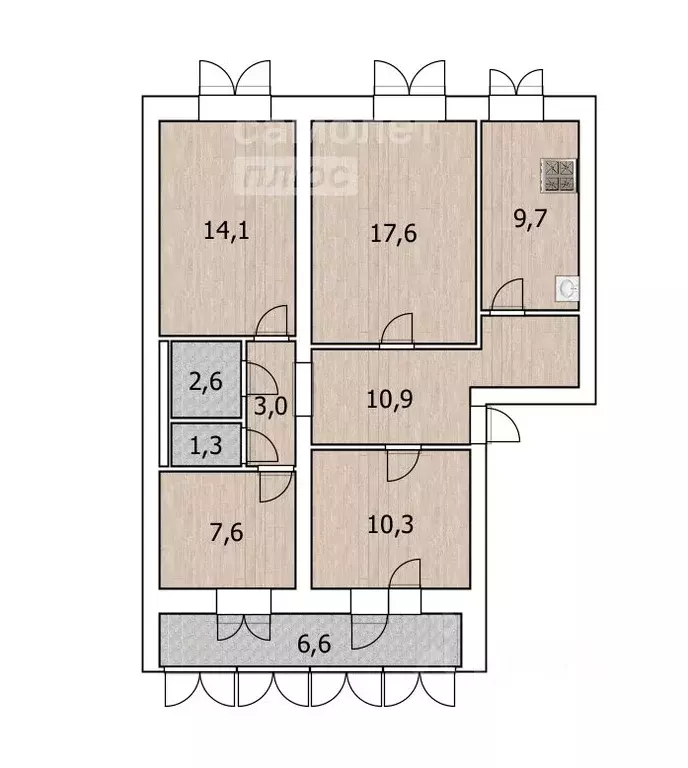 4-к кв. Башкортостан, Уфа ул. Набережная реки Уфы, 61 (80.4 м) - Фото 1