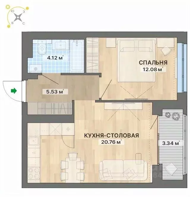 1-к кв. Свердловская область, Екатеринбург пер. Ударников, 33 (45.83 ... - Фото 1
