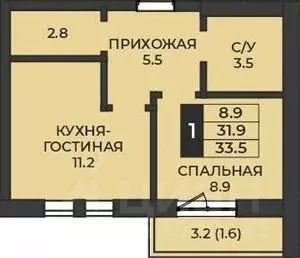 1-к кв. Оренбургская область, Оренбург Гранд Парк жилой комплекс (33.5 ... - Фото 1