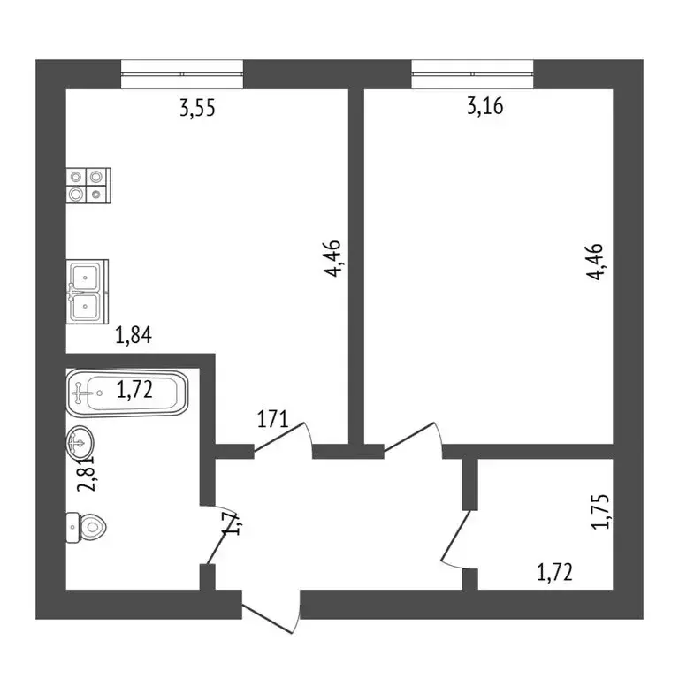 1-комнатная квартира: Тюмень, улица Республики, 204к10 (41.3 м) - Фото 0
