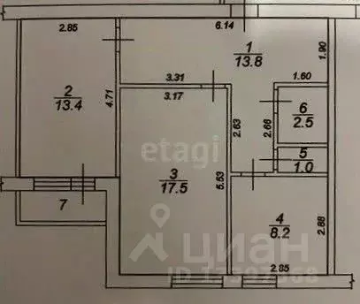 2-к кв. Тверская область, Тверь Оснабрюкская ул., 13 (56.4 м) - Фото 1