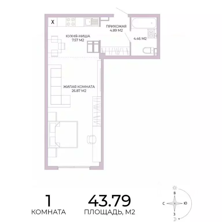 1-к кв. Пензенская область, Пенза Побочинская ул., с17 (43.79 м) - Фото 0