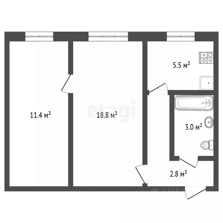 2-к кв. Самарская область, Самара пос. Соцгород, пер. Долотный, 12 ... - Фото 1