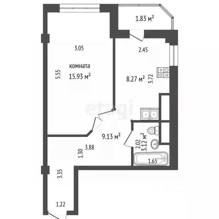 1-к кв. Ростовская область, Батайск Огородная ул., 84к2 (38.8 м) - Фото 2