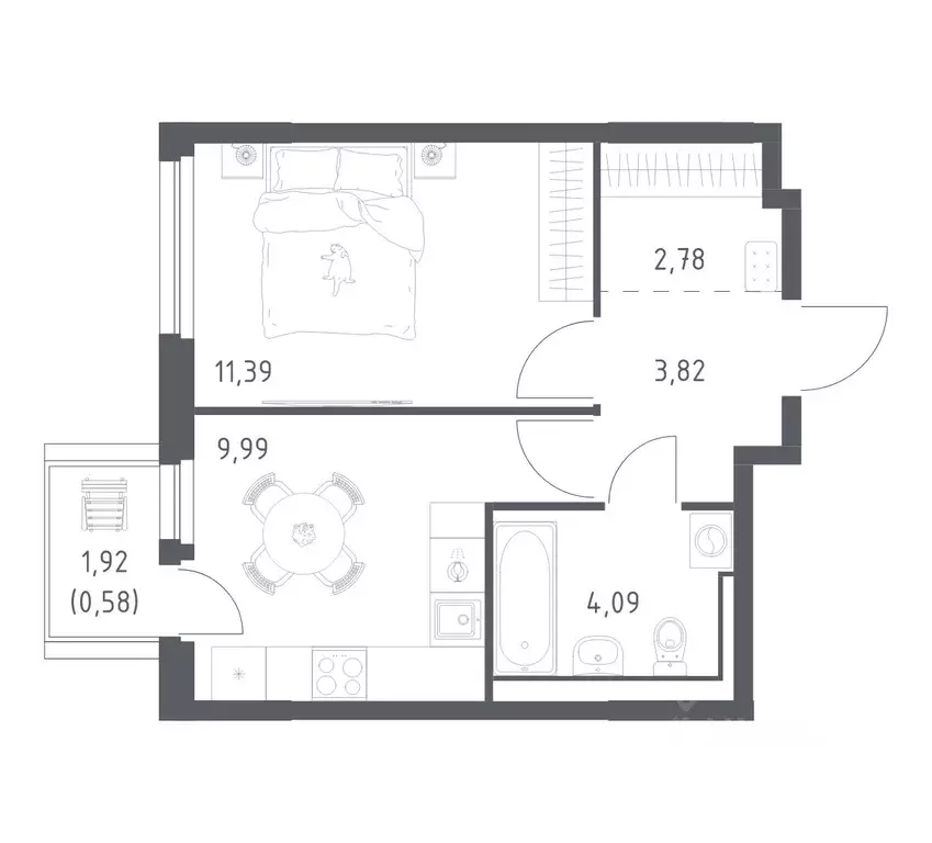 1-к кв. Ленинградская область, Всеволожский район, Свердловское ... - Фото 1
