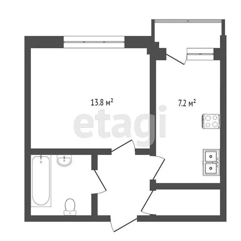 1-комнатная квартира: Вологда, Паровозный переулок, 34 (30 м) - Фото 1