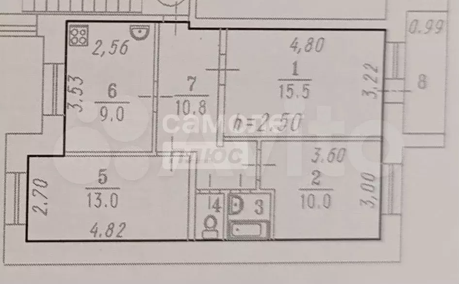 3-к. квартира, 62,3 м, 5/5 эт. - Фото 0