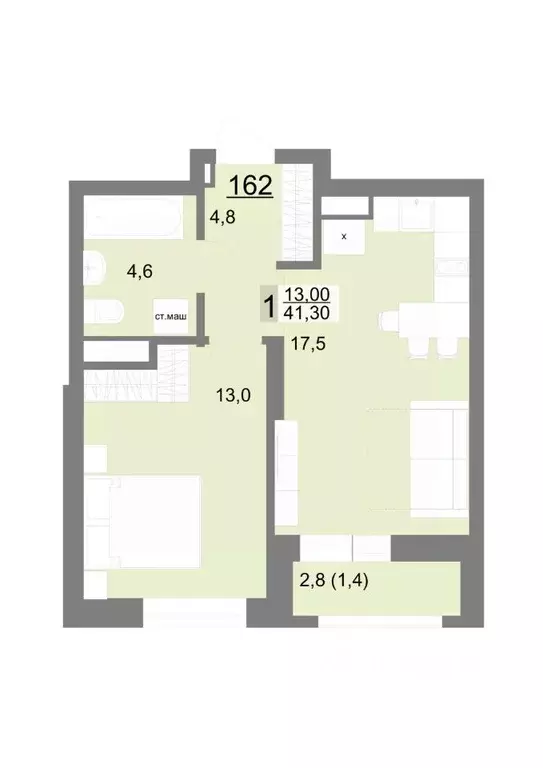 1-к кв. Свердловская область, Екатеринбург ул. Металлургов, 63/1 (41.3 ... - Фото 1