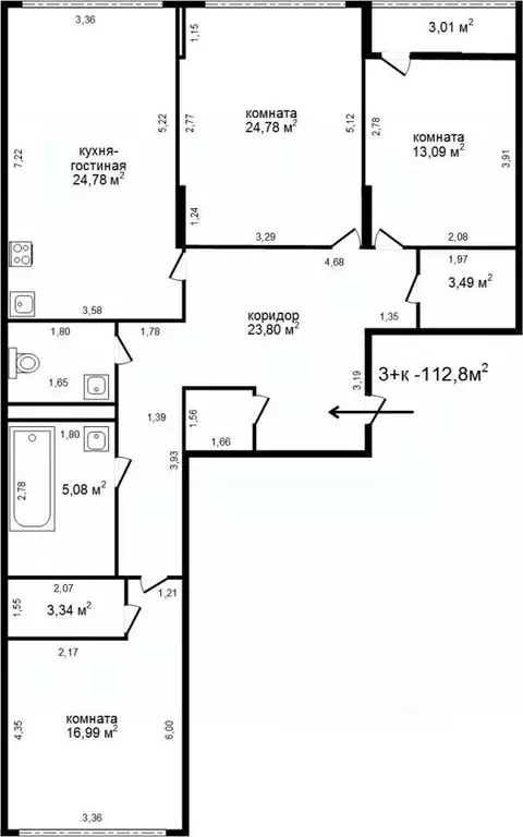 3-к кв. Свердловская область, Екатеринбург ул. Ткачей, 17 (113.0 м) - Фото 1