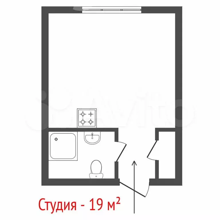 Квартира-студия, 19 м, 2/5 эт. - Фото 0