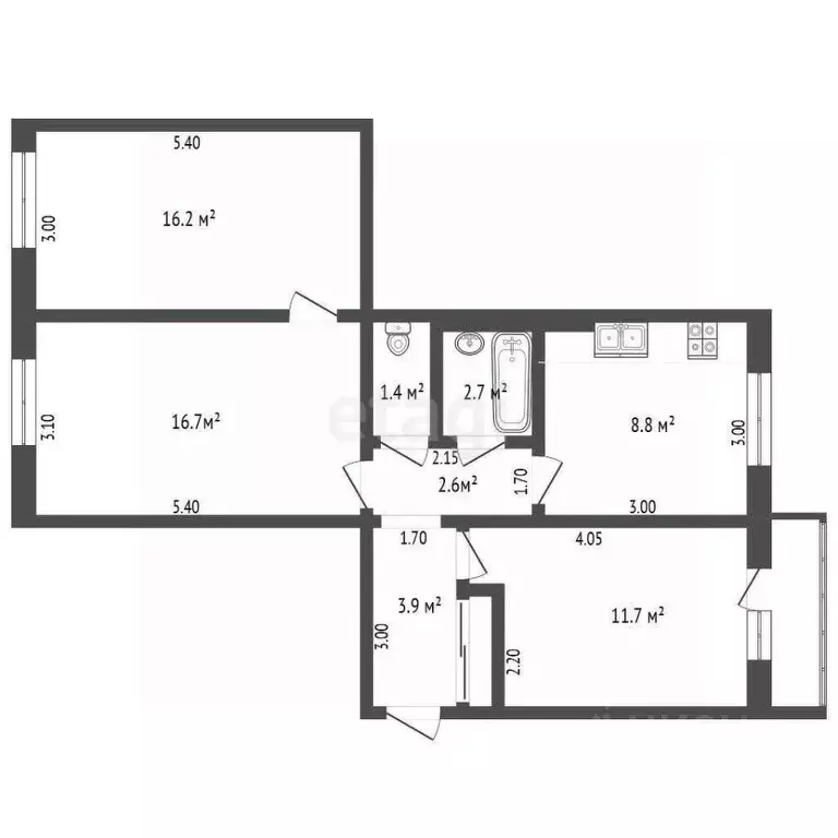 3-к кв. Ростовская область, Ростов-на-Дону ул. Тимошенко, 8 (64.6 м) - Фото 2