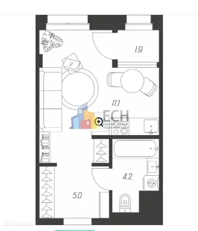 Продаётся квартира-студия, 28.8 м - Фото 1