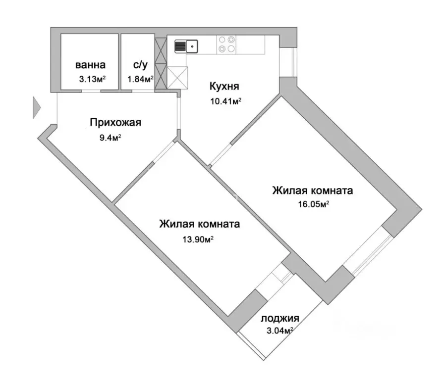 2-к кв. Санкт-Петербург Ленинский просп., 72к3 (54.6 м) - Фото 1