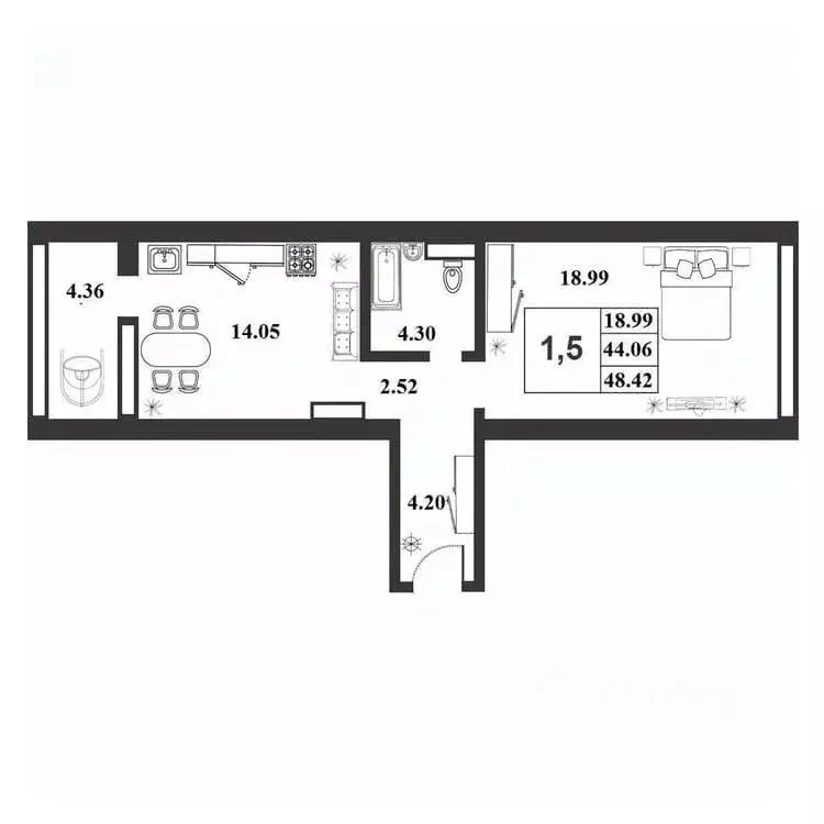 1-к кв. Новгородская область, Великий Новгород ул. Королева, 22к2 ... - Фото 1