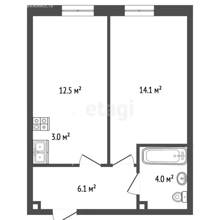 2-комнатная квартира: Москва, Новоостаповская улица, 20 (40 м) - Фото 0