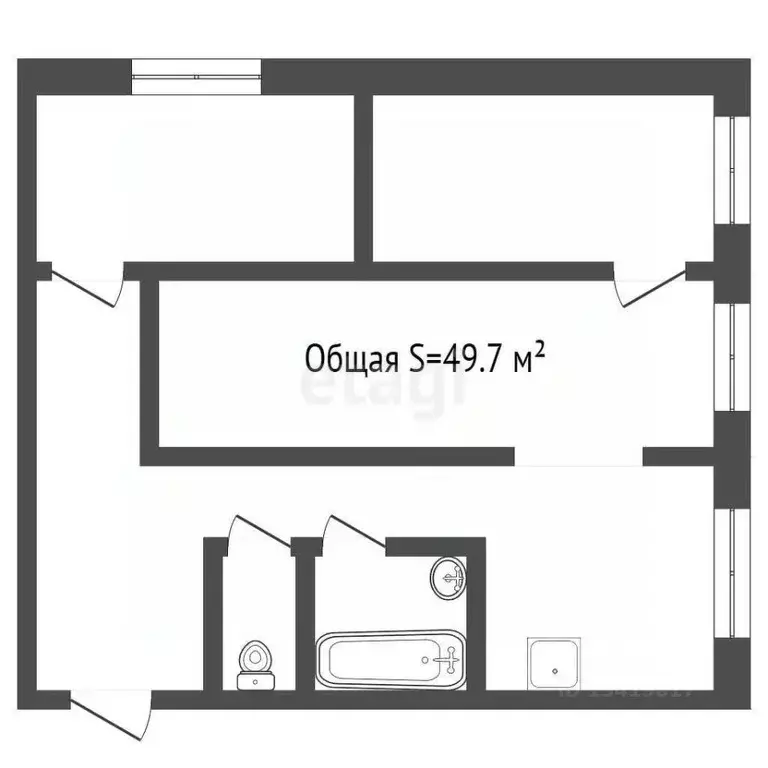 3-к кв. Брянская область, Жуковка Почтовая ул., 12 (49.7 м) - Фото 1