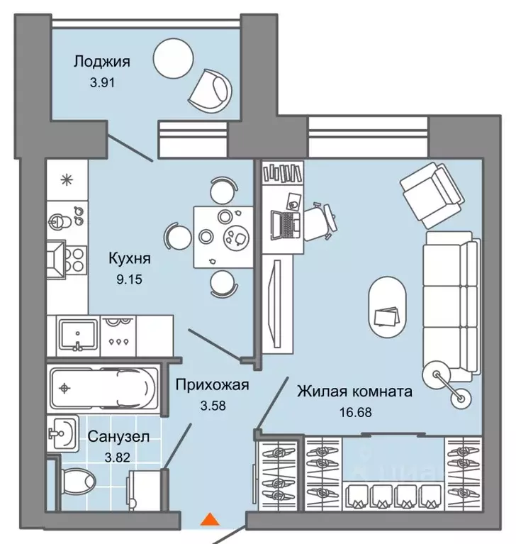 1-к кв. Кировская область, Киров Знак жилой комплекс (35.0 м) - Фото 0