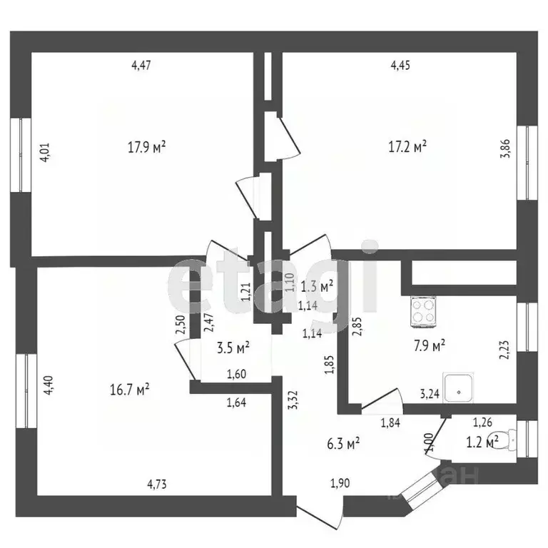 3-к кв. Тверская область, Тверь ул. Спартака, 4/2 (77.7 м) - Фото 2
