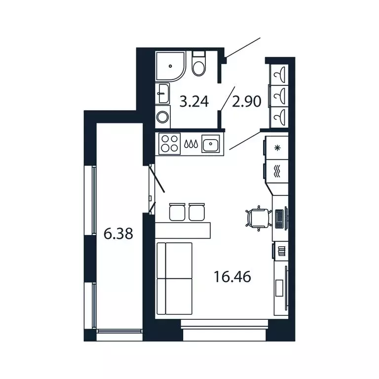 Квартира-студия: Новоселье, Центральная улица, 30к1 (22.6 м) - Фото 1