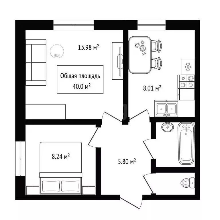 2-комнатная квартира: Бердск, Черемушная улица, 51к1 (40 м) - Фото 1