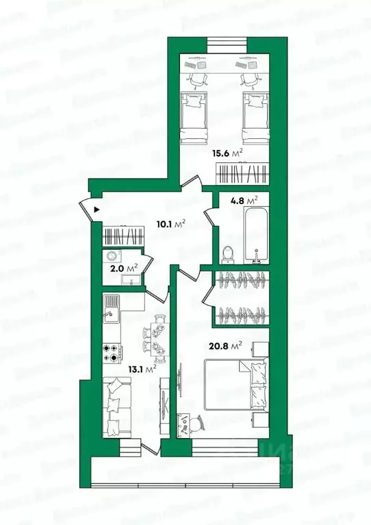 3-к кв. Кировская область, Киров ул. Герцена, 89 (66.4 м) - Фото 1