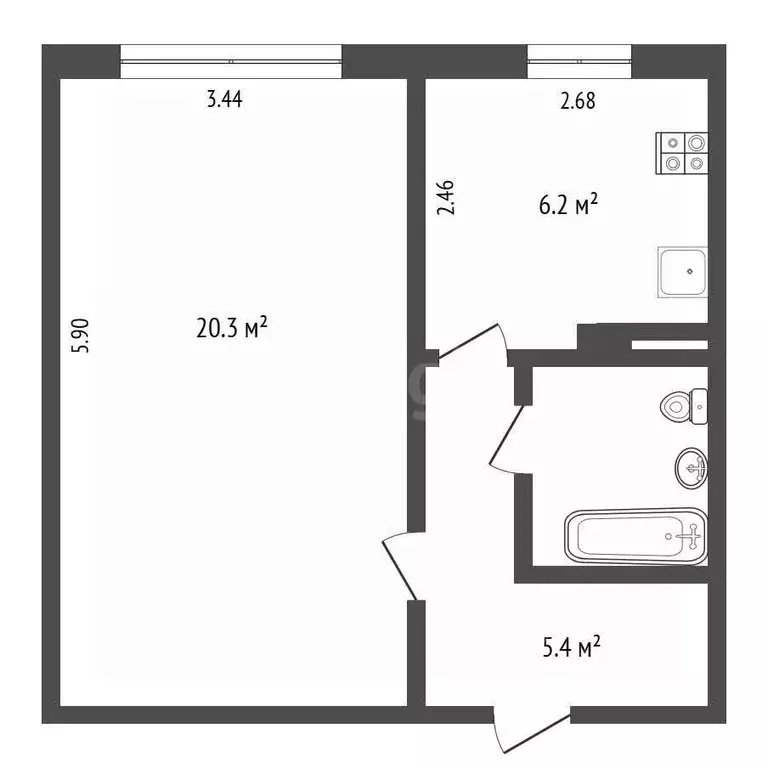 1-к кв. Вологодская область, Череповец Остинская ул., 5 (35.6 м) - Фото 2