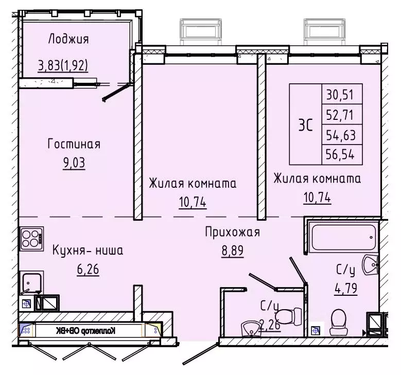 2-к кв. Ростовская область, Ростов-на-Дону ул. Текучева, 370/3 (54.36 ... - Фото 0