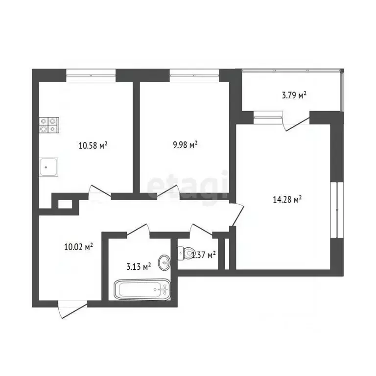 2-к кв. Тюменская область, Тюмень ул. Фармана Салманова, 8 (49.8 м) - Фото 0