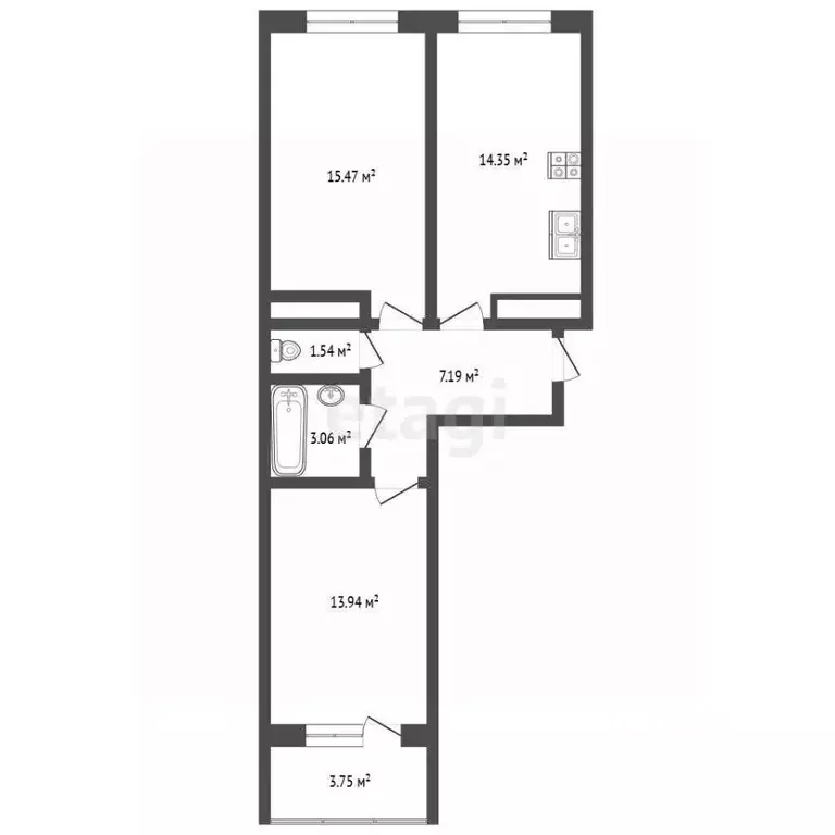 2-к кв. Москва Цимлянская ул., 3к1 (57.0 м) - Фото 2