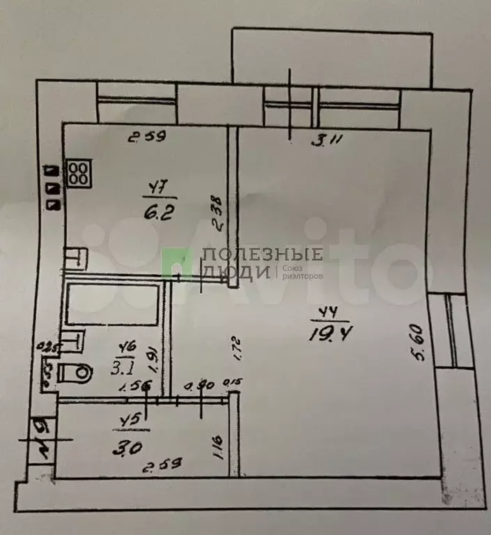 1-к. квартира, 32 м, 3/5 эт. - Фото 0