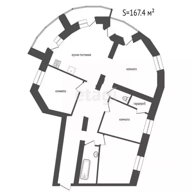 4-к кв. Томская область, Томск Красноармейская ул., 128 (167.4 м) - Фото 1