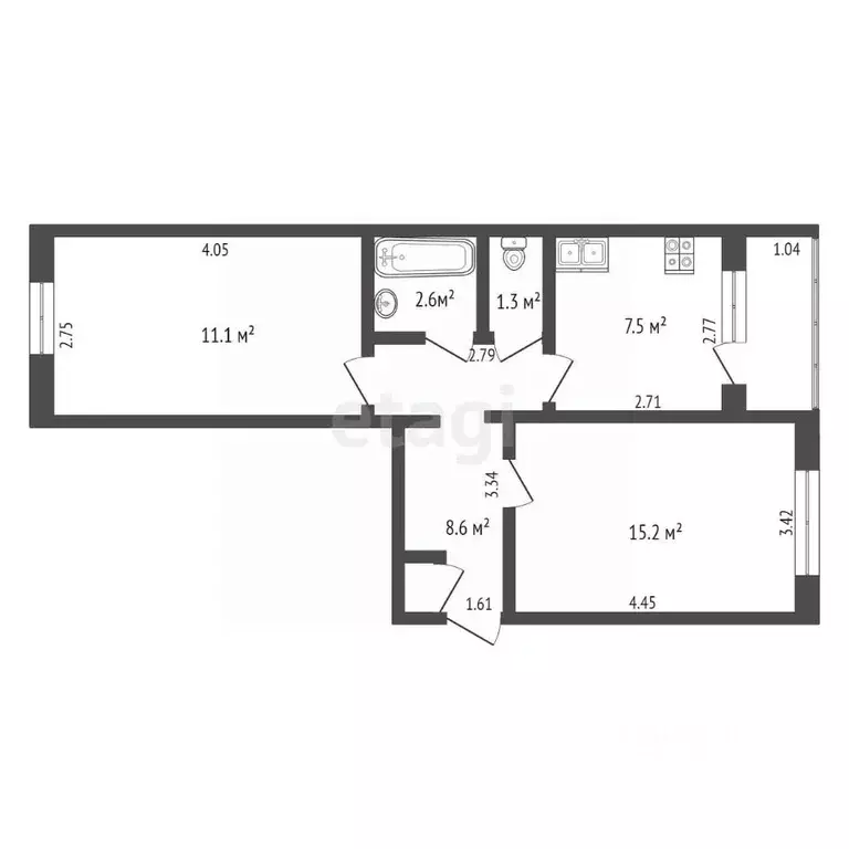 2-к кв. Калужская область, Бабынинский район, Воротынск городское ... - Фото 2