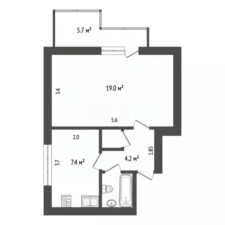 1-к кв. Крым, Симферополь ул. Льдозаводская (36.6 м) - Фото 2