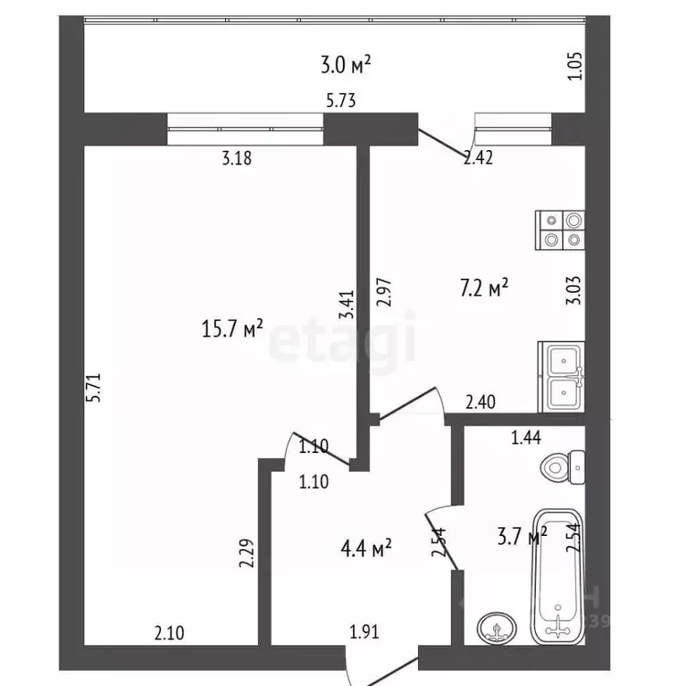 1-к кв. Башкортостан, Стерлитамак 23 Мая ул., 24А (31.0 м) - Фото 2