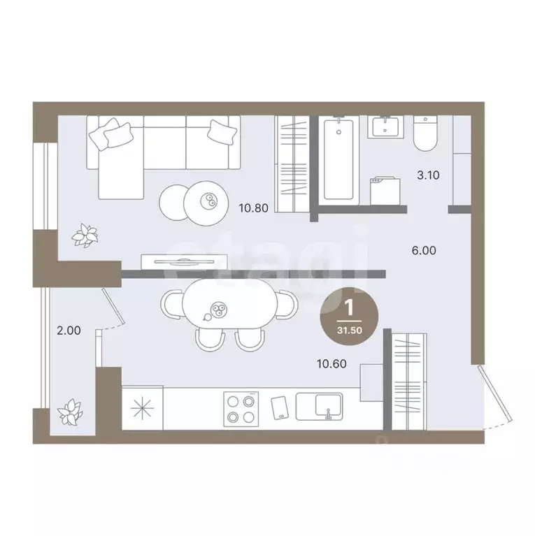 1-к кв. Нижегородская область, Нижний Новгород ул. Строкина, 3А (31.5 ... - Фото 2