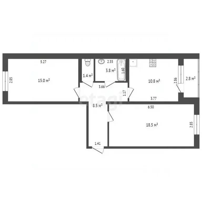2-к кв. Ростовская область, Таганрог ул. Сызранова, 22 (58.0 м) - Фото 2