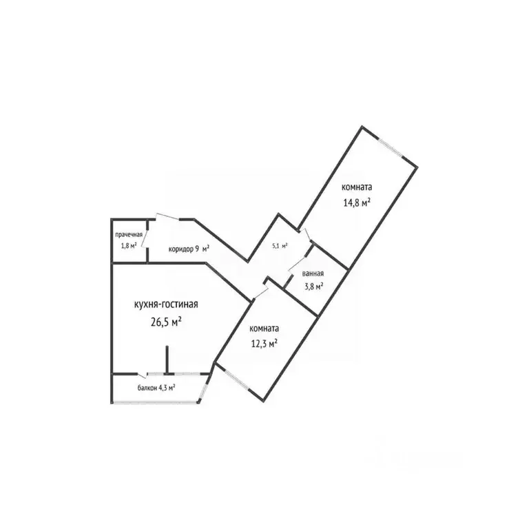 3-к кв. Краснодарский край, Краснодар ул. Домбайская, 55 (75.7 м) - Фото 2