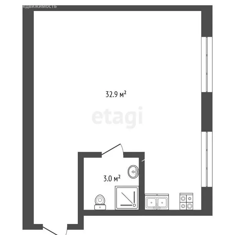Квартира-студия: Архангельск, улица Самойло, 12А (35.9 м) - Фото 1