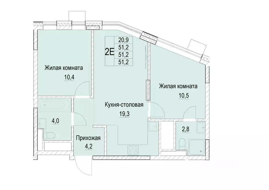 2-к кв. Московская область, Мытищи ул. Академика Каргина, 26А (51.2 м) - Фото 0