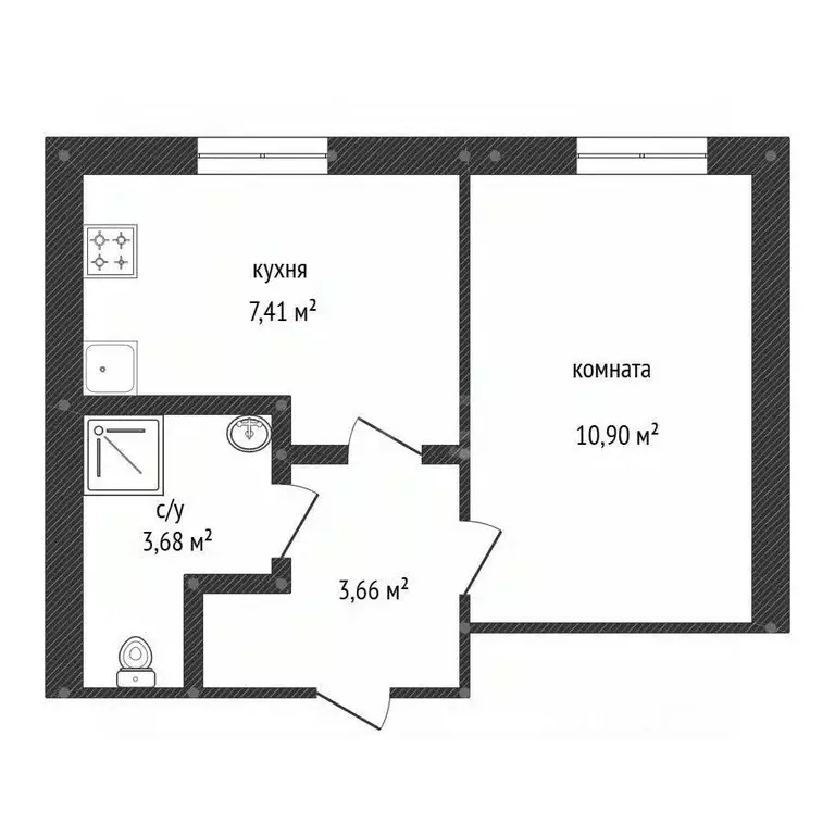 1-к кв. Башкортостан, Уфа ул. Академика Курчатова, 65/4 (25.2 м) - Фото 2