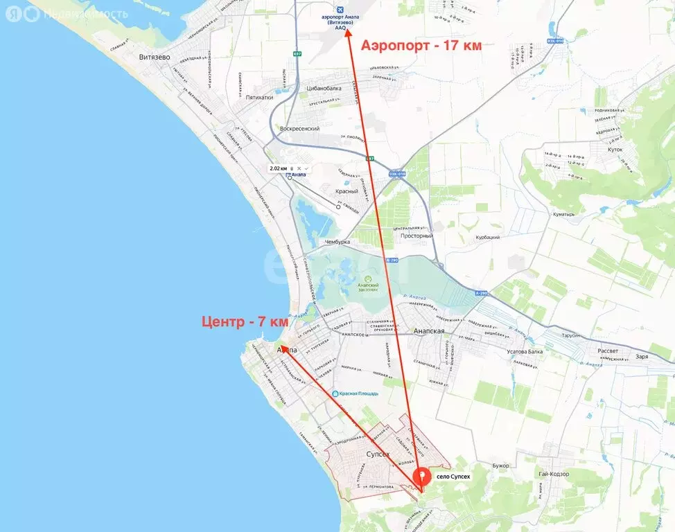 Участок в Краснодарский край, муниципальный округ Анапа, село Супсех ... - Фото 1