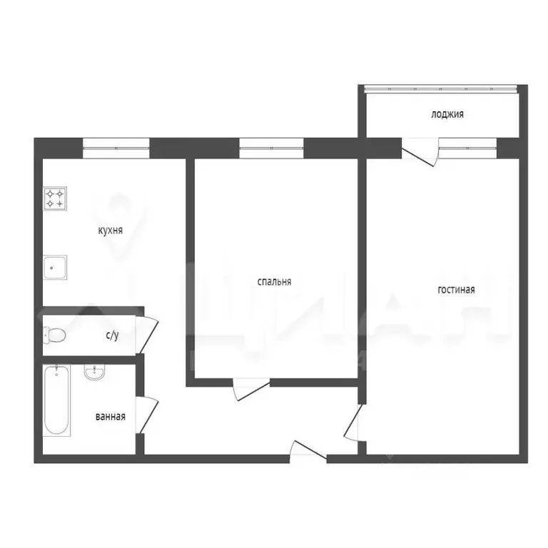 2-к кв. Татарстан, Казань ул. Фатыха Амирхана, 34 (51.5 м) - Фото 2